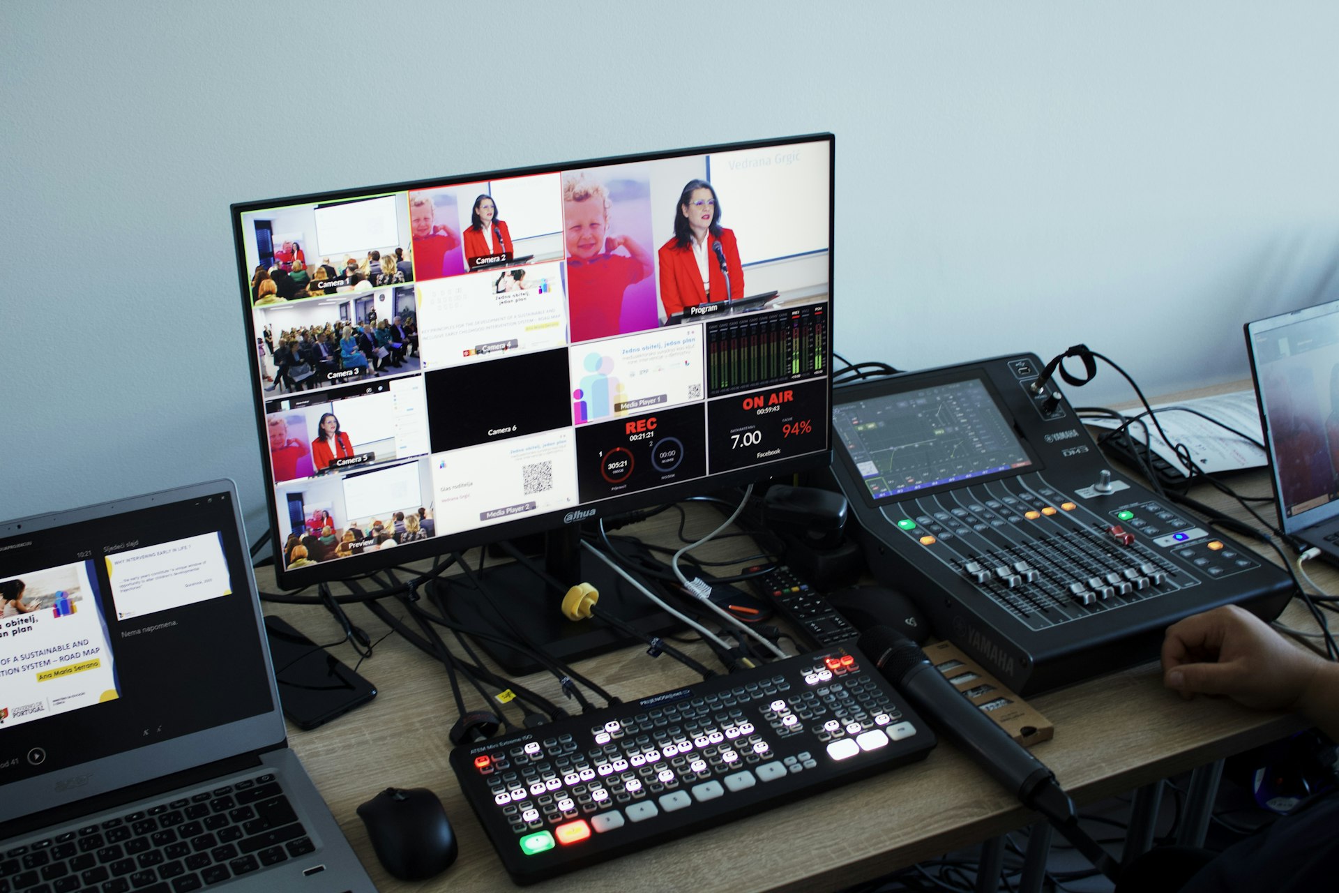 Live streaming video production control room